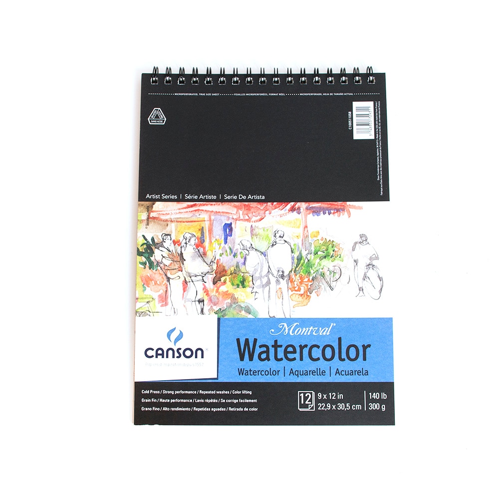 Canson, Sketchbooks & Pads, Art & School, 9"x12", Montval, Spiral, Watercolor, 12 sheets, 427947